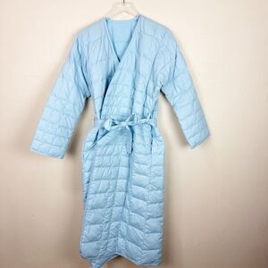 Scandia Down Blue Puffer Coat Vintage House Robe 80s Size Medium